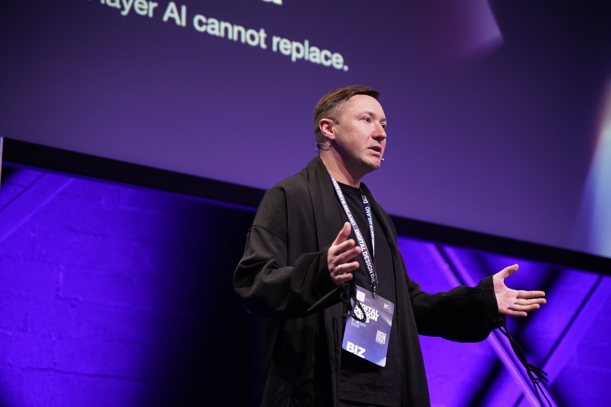 Gleb Kuznetsov on stage at Digital Design Days, Milan, May 2026